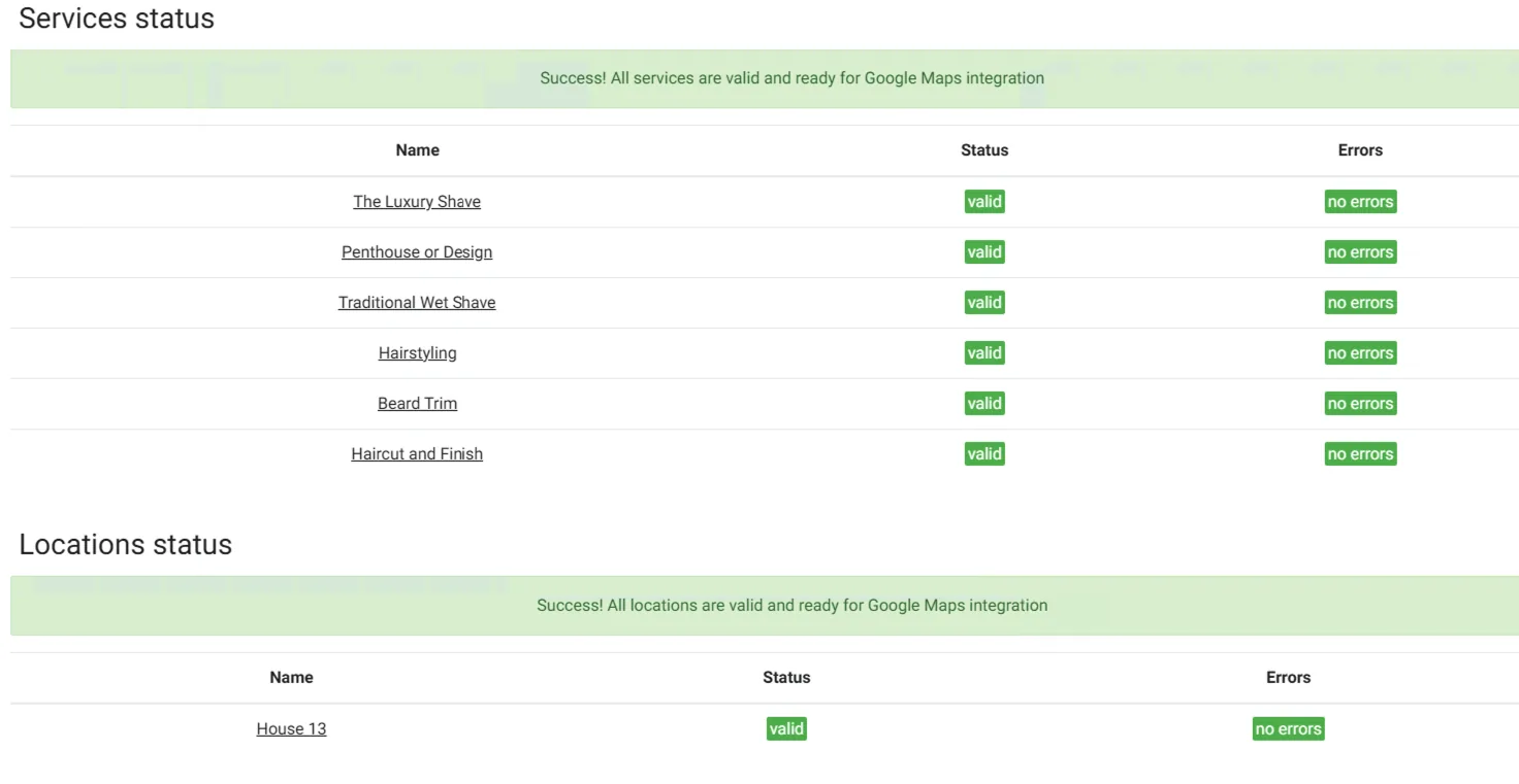 Status de serviços e unidades para o Google Maps