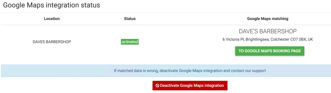 Associação bem-sucedida com o Google Maps