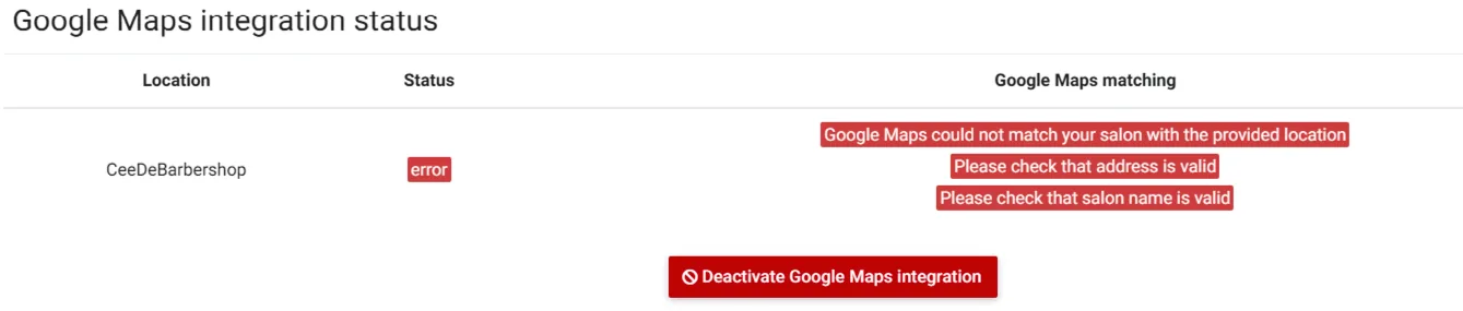 Integração com o Google Maps com falha