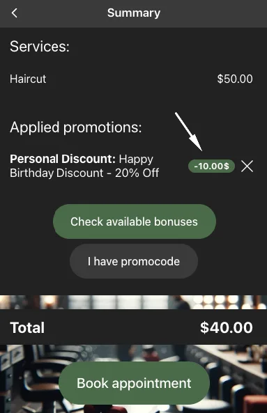 Födelsedagsbonus tillämpad