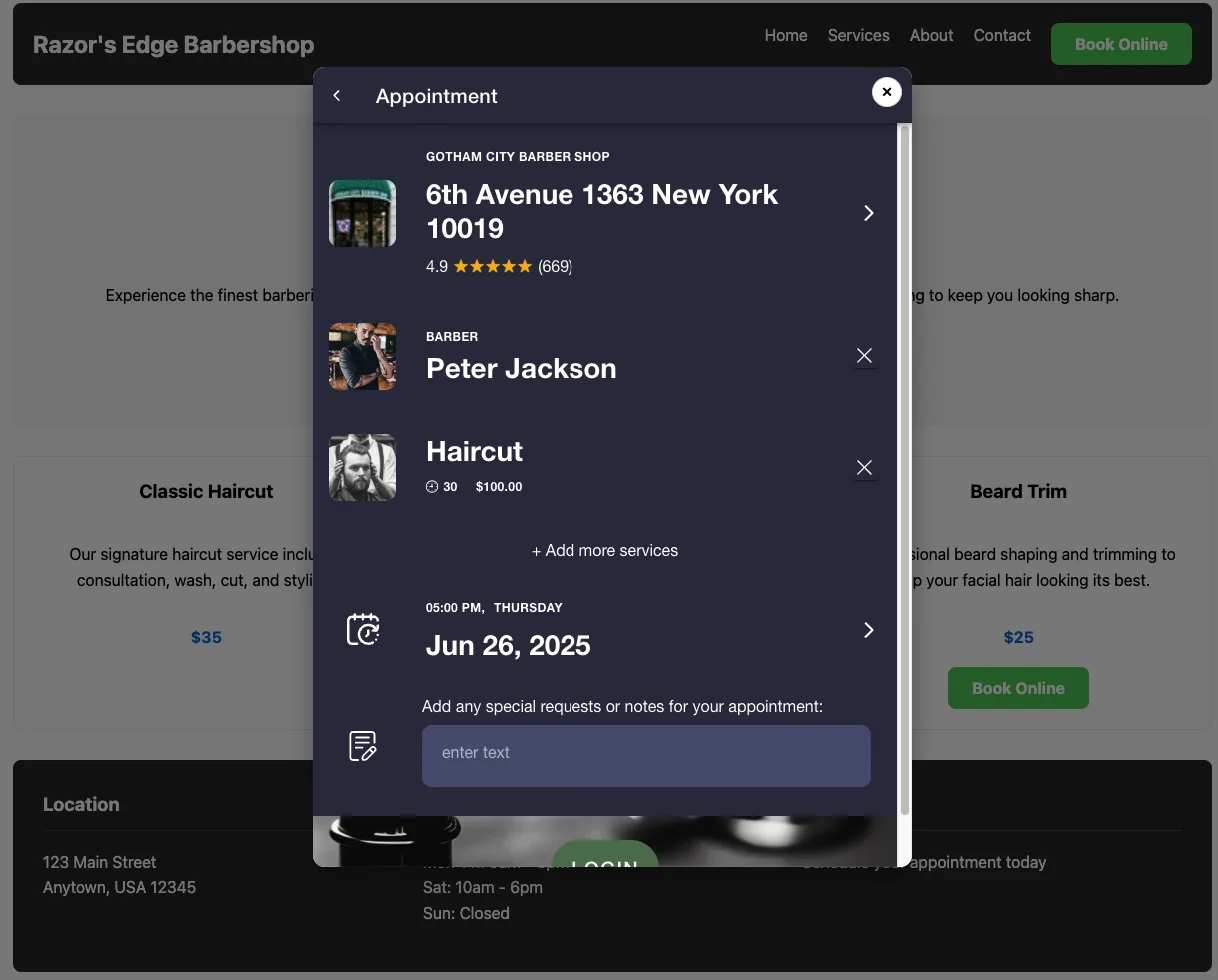 Widget för bokning i popup-fönster